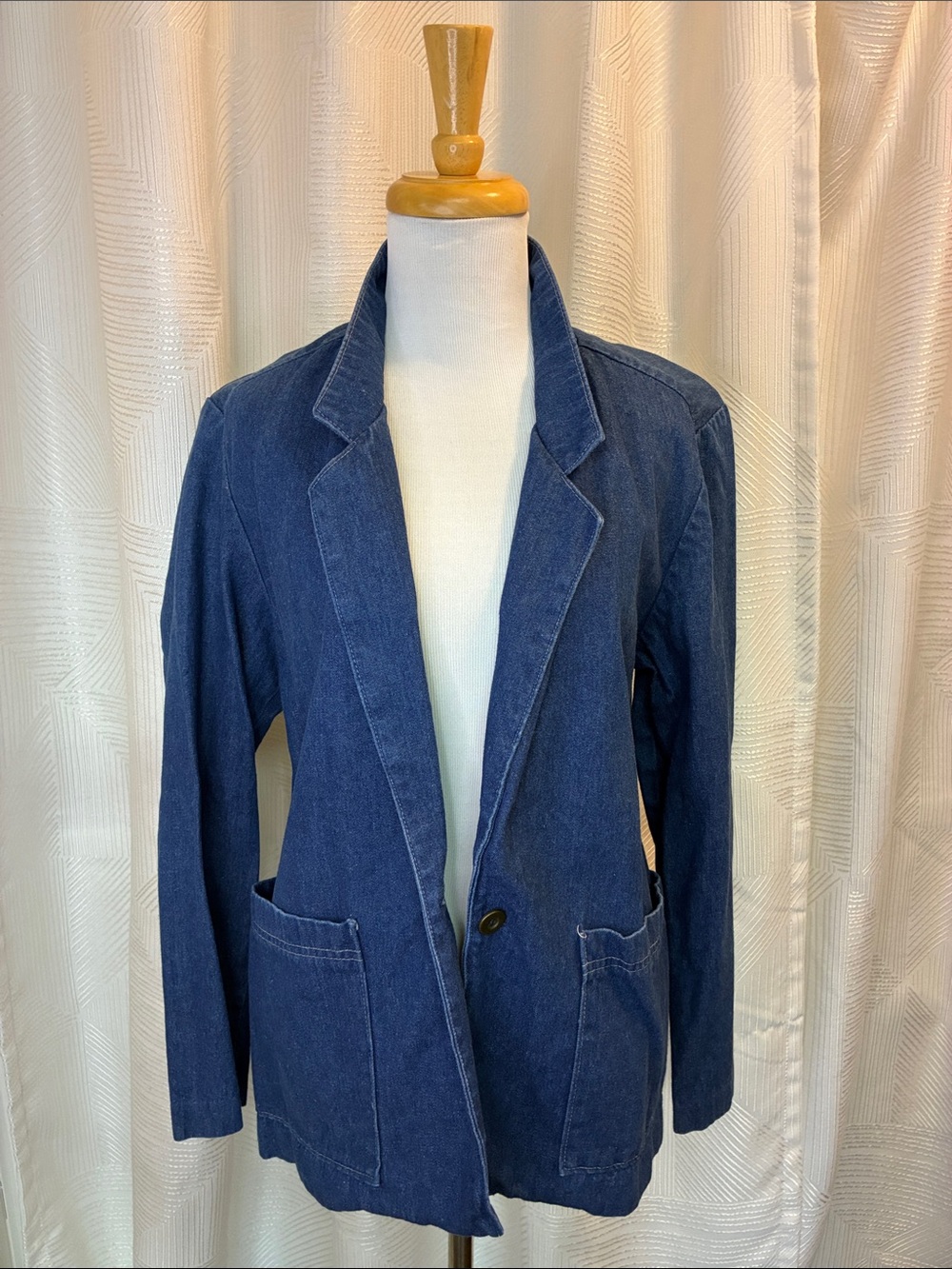VTG Alfred Dunner Dark Blue Denim Blazer Jacket